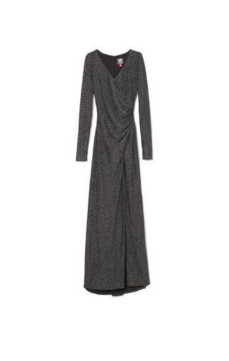 Vince Camuto Shirred Metallic Knit Gown