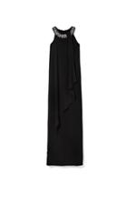 Vince Camuto Embellished-neckline Chiffon-overlay Gown