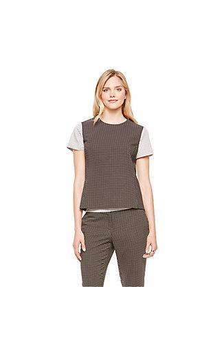 Vince Camuto Vince Camuto Contrast Sleeve Zip Back Blouse