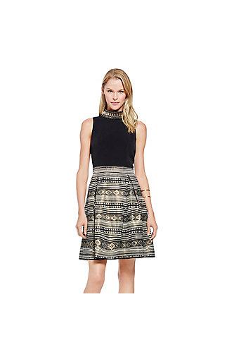 Vince Camuto Vince Camuto Jeweled Mockneck Fit And Flare Dress
