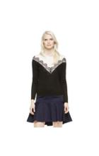 Vince Camuto Vince Camuto Lace Trim Color Blocked Sweater