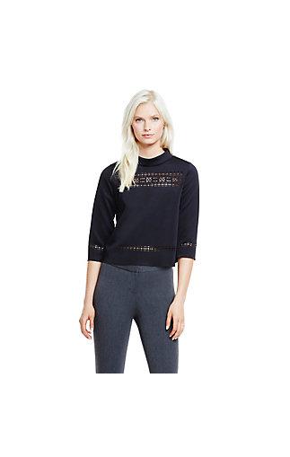 Vince Camuto Vince Camuto Mockneck Laser Cut Scuba Top