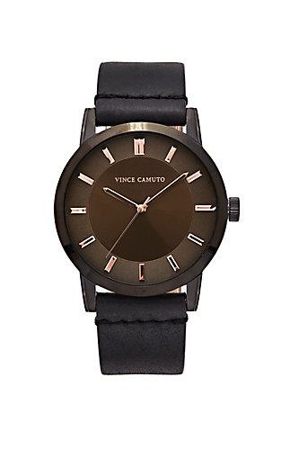 Vince Camuto Vince Camuto The Sullivan Black Leather Band Watch