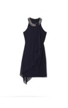 Vince Camuto Embellished-neckline Chiffon-overlay Dress