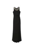 Vince Camuto Jeweled-neckline Shirred Gown