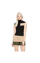 Vince Camuto Vince Camuto Sleeveless Mockneck Color Block Sweater