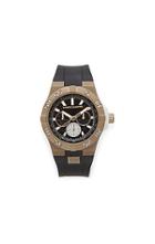 Vince Camuto The Master Black & Khaki Silicone Watch