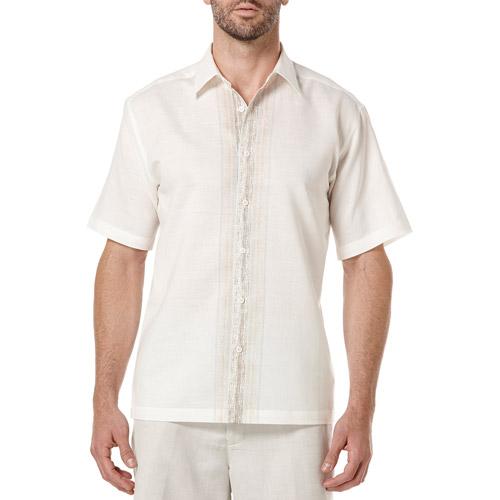 Cafe Luna Men's Vertical Center Stripe Panel Short Sleeve Shirt