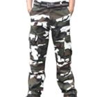 Azzuro Men's Camouflage Prints Slant Button Pockets Sports Cargo Pants (size / W37)