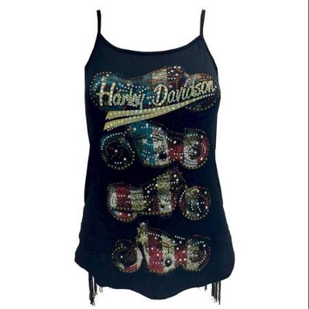 Harley-davidson 2x-large Womens Tank Top, Embellish American Pride Motorcycle Black Hd715-021blk