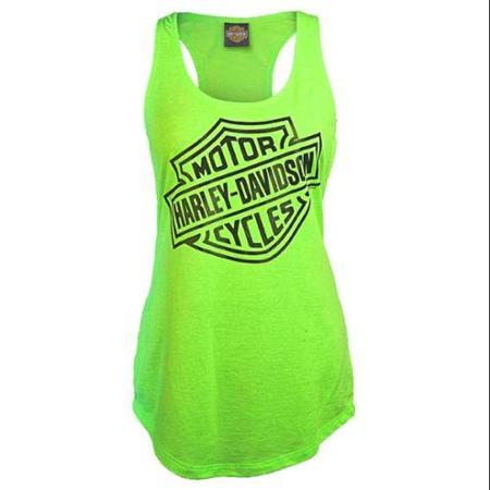 Harley-davidson 2x-large Women's Racerback Foil Bar & Shield Tank Top, Neon Green 30293814