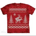 The Mountain Red Cotton Reindeer Style Design Holiday Novelty Adult T-shirt (m)