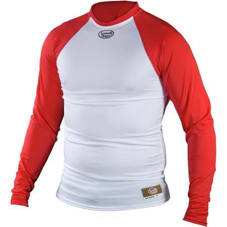 Louisville Slugger Adult Slugger Compression Fit Long Sleeve Shirt, White/red