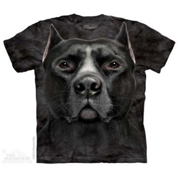 The Mountain Black 100% Cotton Black Pitbull Head Realistic Graphic T-shirt