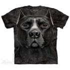 The Mountain Black 100% Cotton Black Pitbull Head Realistic Graphic T-shirt