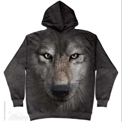 The Mountain Grey Cotton Wolf Face Awesome Animal Hoodie Cool (2x-large) New