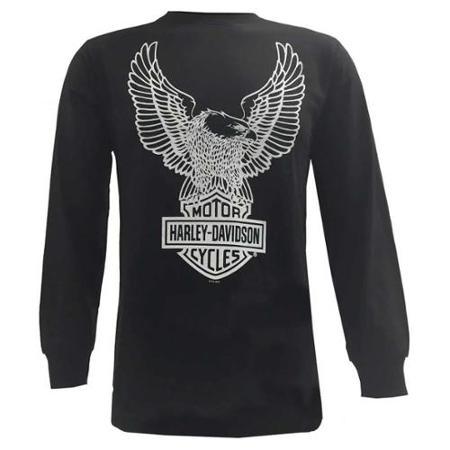Harley-davidson X-large Men's Eagle Long Sleeve T-shirt Black Graphic Tee 30296660