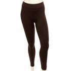 Yelete Womens Brown Fleece Lined Seamless Fitted Leggings Control Pants One Size