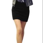 Allegra K Women's Polyester Lining Worsted A Line Mini Skirt Black (size / 8)