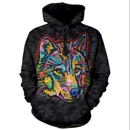 The Mountain New Black 100% Cotton Happy Wolf Novelty Pullover Sweatshirt