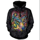 The Mountain New Black 100% Cotton Happy Wolf Novelty Pullover Sweatshirt