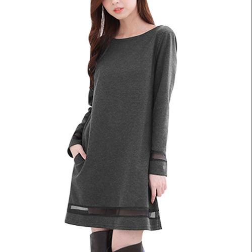 Allegra K Women's Scoop Neck Organza Panel Casual Sheath Dress (size / 4)