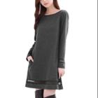 Allegra K Women's Scoop Neck Organza Panel Casual Sheath Dress (size / 4)