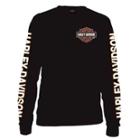 Harley-davidson Large Men's Long Sleeve Orange Bar & Shield Black Shirt (l) 30291744