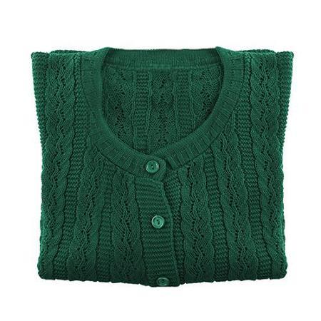 Care Apparel Cable Knit Long Sleeve Button Up Polyester Forest Arge Cardigan Sweater