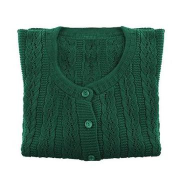 Care Apparel Cable Knit Long Sleeve Button Up Polyester Forest Arge Cardigan Sweater