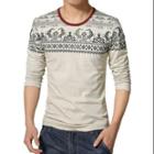 Men Round Neck Sheep Novelty Prints Casual T-shirts Beige