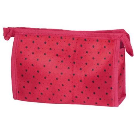 Rectangle Water Resistant Zippered Black Star Dots Decor Cosmetic Bag For Lady