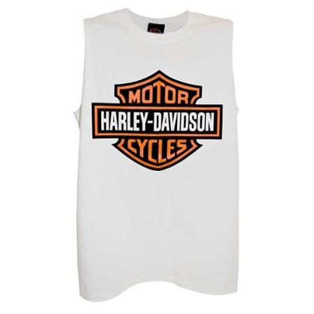 Harley-davidson Large Men's Bar & Shield Tank Top, White Muscle T-shirt (l) 30296625