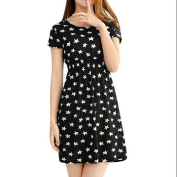 Allegra K Women's Stars Pattern Elastic Waist Slipover Slim Fit A Line Dress (size Xs / 2)