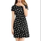 Allegra K Women's Stars Pattern Elastic Waist Slipover Slim Fit A Line Dress (size Xs / 2)
