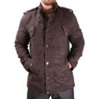 Moda Essentials Men's Military Jacket Coat Faux Suede