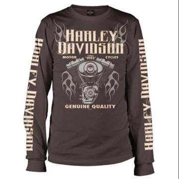 Harley-davidson Medium Men's Long Sleeve Shirt, Support V-twin Engine, Chocolate (m) 30293785
