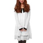 Allegra K Women's Long Sleeve Doll Collar Color Panel Autumn Mini Dress (size Xs / 2)