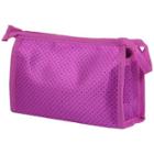 Unique Bargains Traveling Dots Toiletry Cosmetic Bag Makeup Case Pouch Fuchsia Black