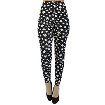 Luxury Divas Star Print Black & White Long Legging Tights