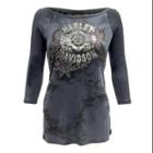 Harley-davidson Large Women's Shirt, Embellished Eden Dream, Gray (l) Hd415-031cgy