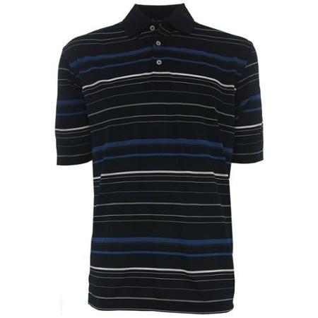 Byron Nelson Men's Multi-color Striped Polo Golf Shirt Navy -