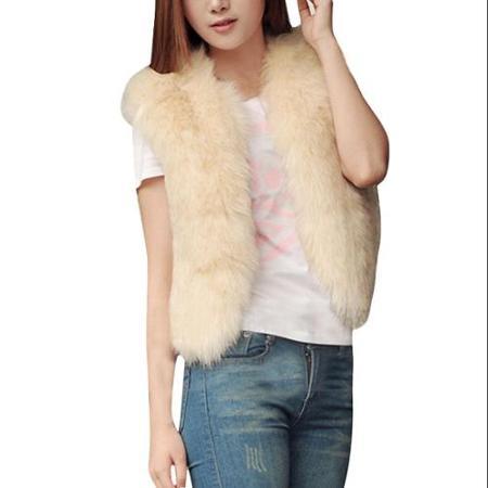 Allegra K Women's Faux Fur Single Hook Eye Closure Winter Vest Outerwear (size Xs / 2)