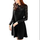 Allegra K Women's Hidden Zipper Back Slim Long Sleeve Casual Dress Black (size / 8)