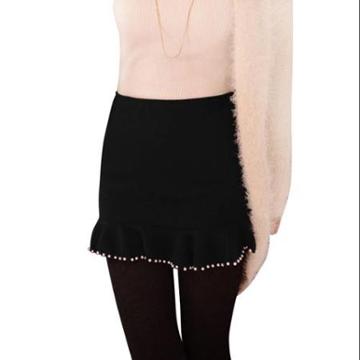 Allegra K Women's Over Hip Design Stretchy Waistband Knit Skirt Black (size / 8)