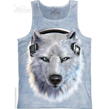 The Mountain Women White Cotton White Wolf Dj Design Novelty Tank Top Shirt (m)
