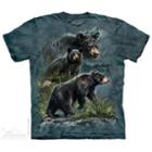 The Mountain Green-blue 100% Cotton Three Black Bear T-shirt New