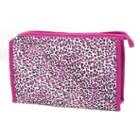 Lady White Fuchsia Leopard Printed Makeup Cosmetic Bag Container Size