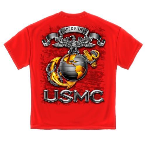 Usmc United States Marine Corps Semper Fidelis T-shirt By Erazor Bits, Red