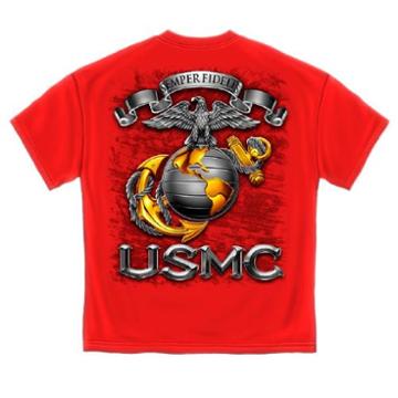 Usmc United States Marine Corps Semper Fidelis T-shirt By Erazor Bits, Red